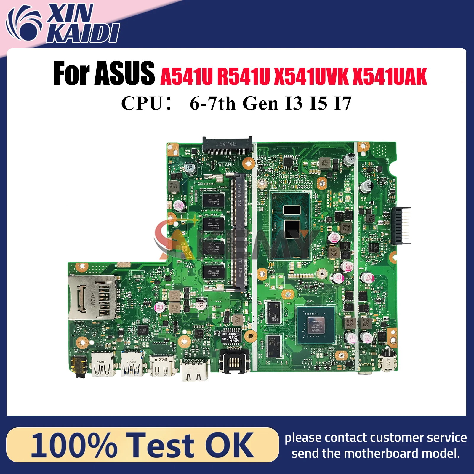 Placa base para ordenador portátil X541UVK para ASUS VivoBook X541UVK X541UAK R541U A541U F541U X541U X541UV A541U X541UJ placa base I3 I5 I7 CPU