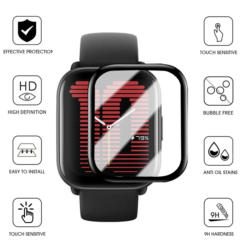 Para Amazfit Active Flexible inastillable protectores de pantalla antiarañazos HD Clear 3D curvado suave película protectora para reloj inteligente - imagen 3