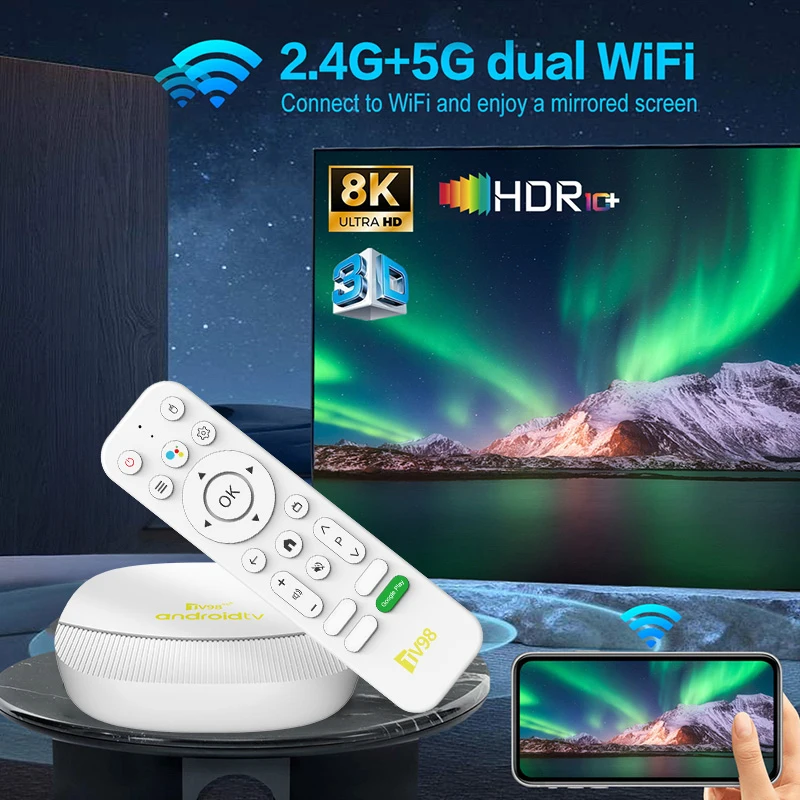TV98 ATV Max Android 14 TV Box Allwinner H313 2GB 8GB Wifi 6 BT 8K 4K AV1 Full HD reproductor multimedia inteligente Control de voz decodificador - imagen 4