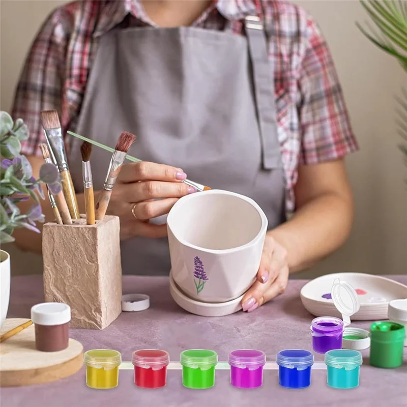 Bote de pintura Superior con tapa y pinceles, recipientes de pintura vacíos con tapas, para niños, aulas, escuelas, arte - imagen 3