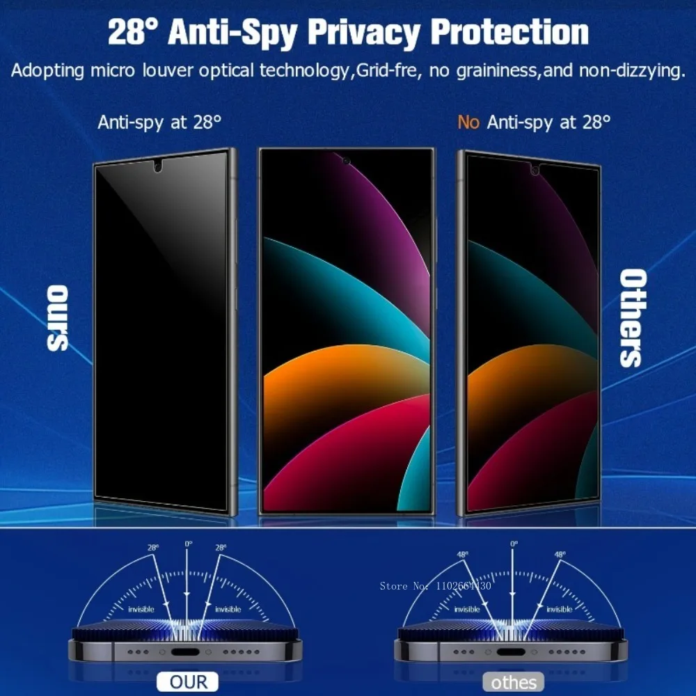 3 piezas de vidrio templado de privacidad con un clic para Samsung galaxy S26 Plus S26 sin polvo para galaxy S26 Ultra antiespía antihuellas - imagen 2