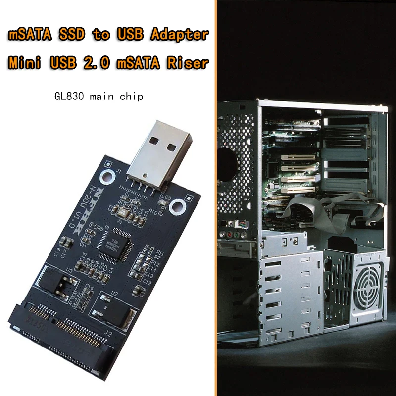 Adapter mSATA to USB Riser Card Converter Board mSATA External Case mSATA SSD to USB2.0 for PC Suppor 30*50 m-SATA SSD Hard Disk - imagen 5