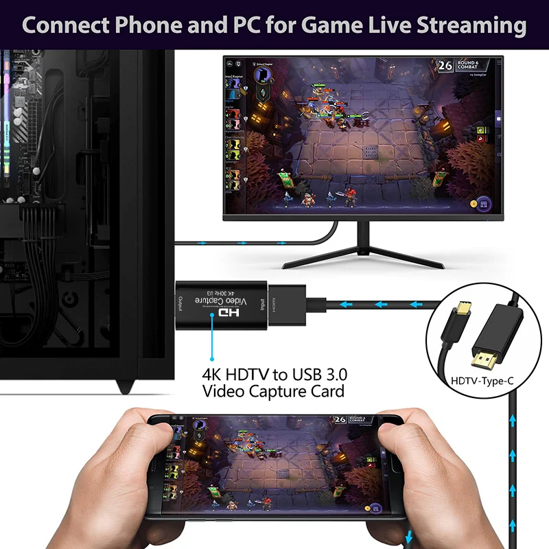 Tarjeta de captura de vídeo 4K de Metal, USB 3,0, compatible con HDMI, grabador de vídeo para videocámara, grabación de vídeo, transmisión en vivo, PS4, DVD de juegos - imagen 2