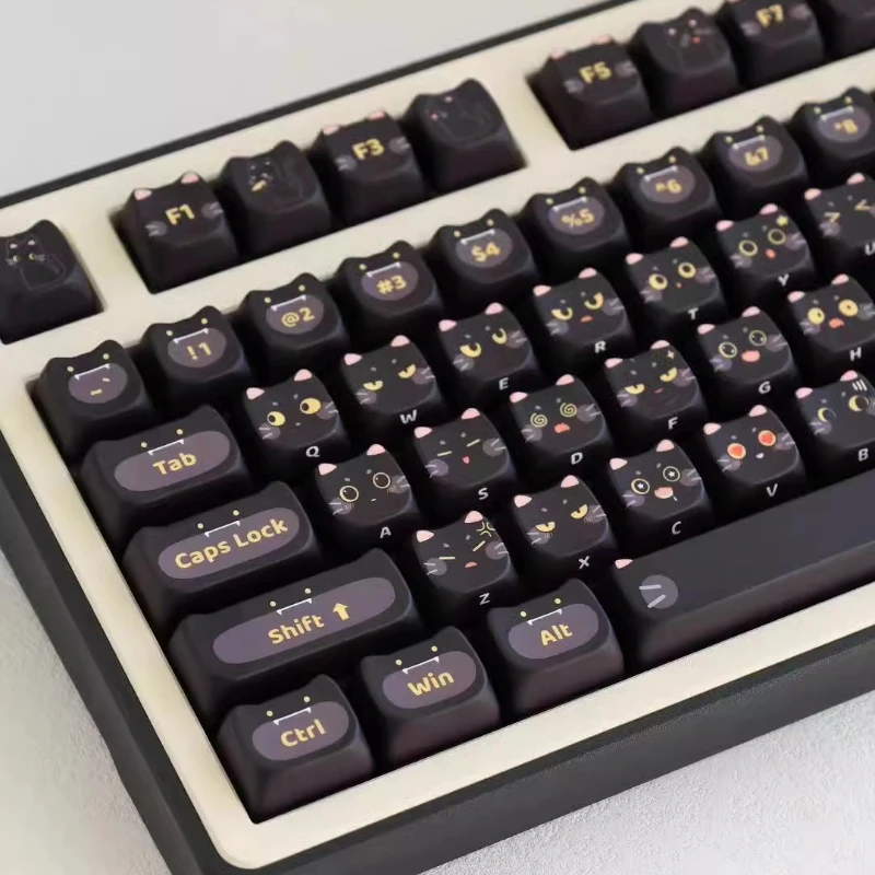 Juego de teclas con tema de gato negro, sublimación PBT personalizada, perfil MOA, bonita tapa de teclado para teclado mecánico, accesorios de regalo - imagen 5
