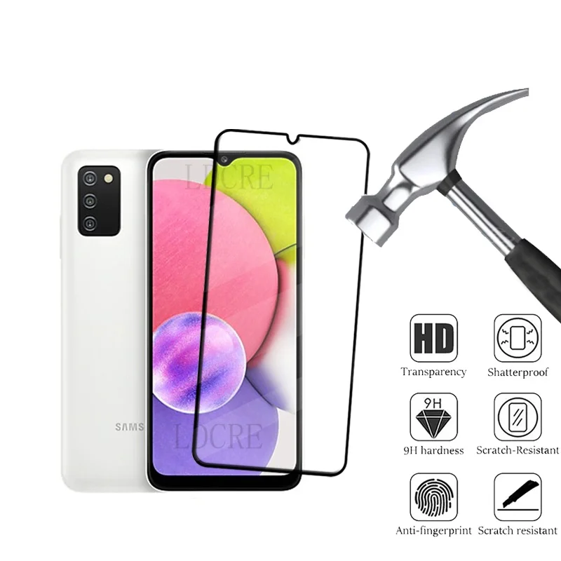4 Uds para Samsung A03S vidrio Samsung Galaxy A03S vidrio templado 9H cubierta protectora completa pegamento para Protector de pantalla Samsung A03S - imagen 2