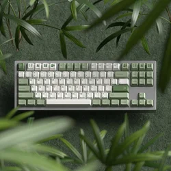 Teclas PBT para teclado mecánico ANSI, perfil Cherry y diseño de bambú verde