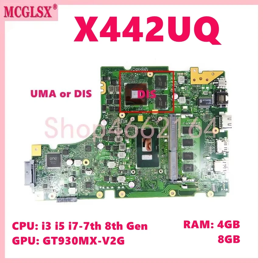 Placa base X442UQ i3 i5 i7 CPU 4GB 8GB-RAM para For Asus X442UQR X442UN X442UNR X442UF X442UR X442URR A480U X442UA X442UAR - imagen 2