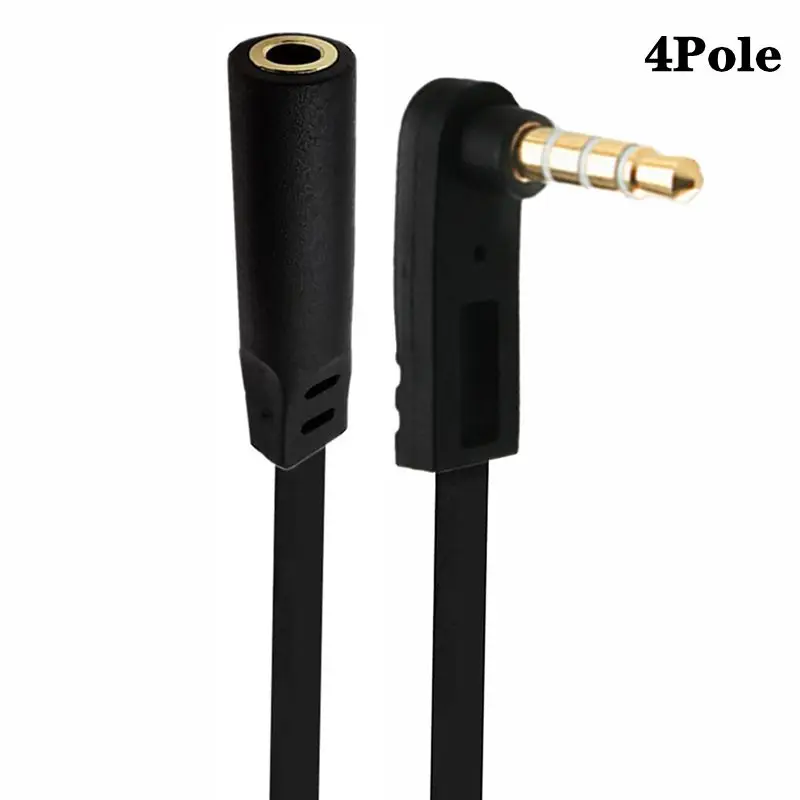 Alta Elasticidad Plano 90 °   Bend DC3.5mm Cable de grabación de audio para teléfono móvil macho hembra de 4 polos, cable auxiliar de audio y vídeo para automóvil - imagen 3