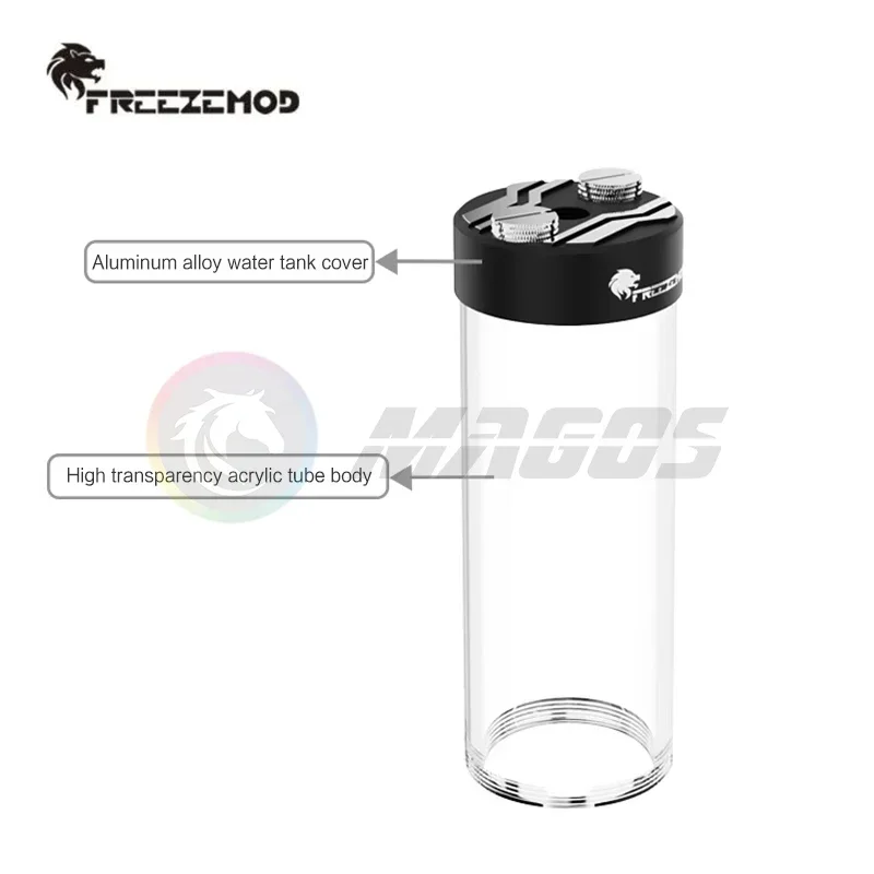 FREEZEMOD Cubierta de metal Depósito de 60 mm para bomba de agua Tanque de expansión AIO Desespumante incorporado, 60-310 mm de longitud 3 colores - imagen 5