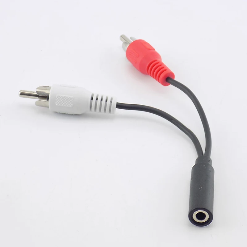 Adaptador convertidor divisor de Cable RCA hembra a 2 macho de 3,5mm Cable de extensión de Audio auxiliar Cable Y para línea de conversión de ordenador portátil A7 - imagen 2