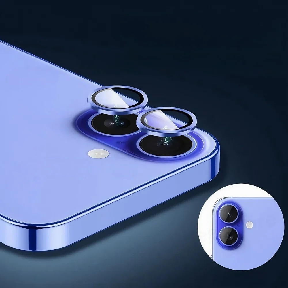 Cubierta de vidrio templado para lente trasera para iPhone 17 17Air, tapa protectora de lente, anillo de Metal de aluminio, Protector de cámara para iPhone 16 16Plus - imagen 3
