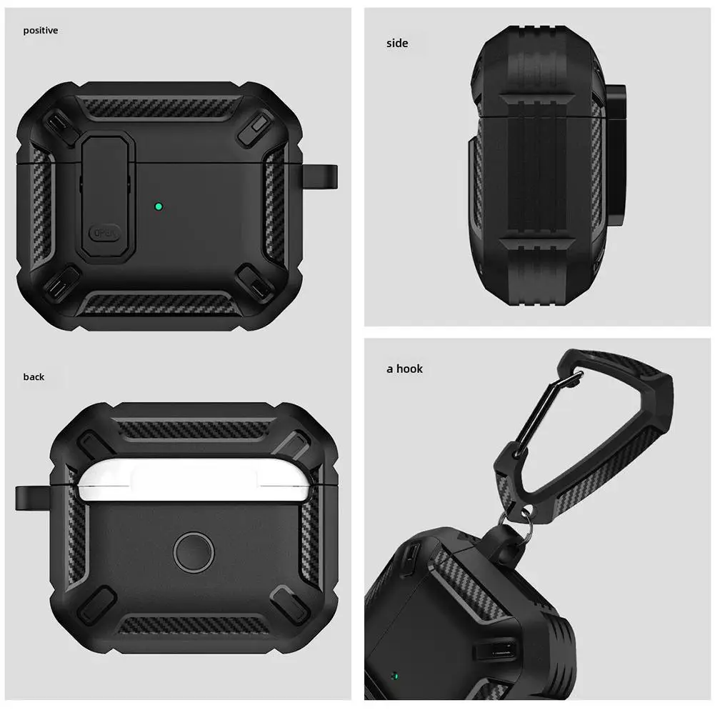 Funda protectora para Airpods 4, funda de lujo para auriculares, funda para Apple Airpods 4, Air Pods Pro, a prueba de golpes, Sleve con gancho - imagen 4