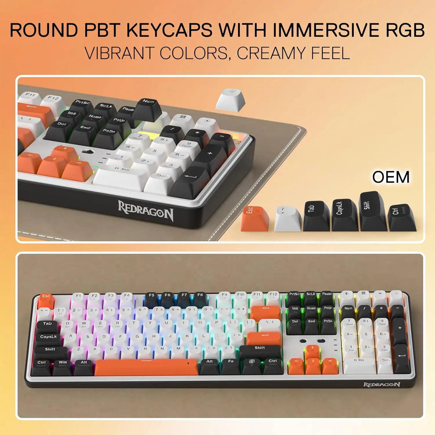 Redragon K689 PRO Teclado para juegos RGB con junta inalámbrica, teclado mecánico de 108 teclas con teclas extra 4, intercambiables en caliente actualizadas - imagen 3