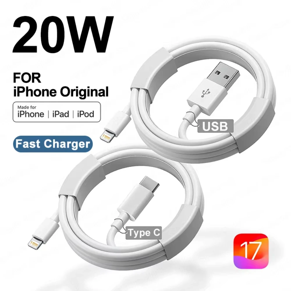 2 uds Cable USB para iPhone 14 13 11 12 Pro Max Mini XS Cable de carga rápida para fecha de teléfono para 7 8 Plus accesorios de Cable de cargador