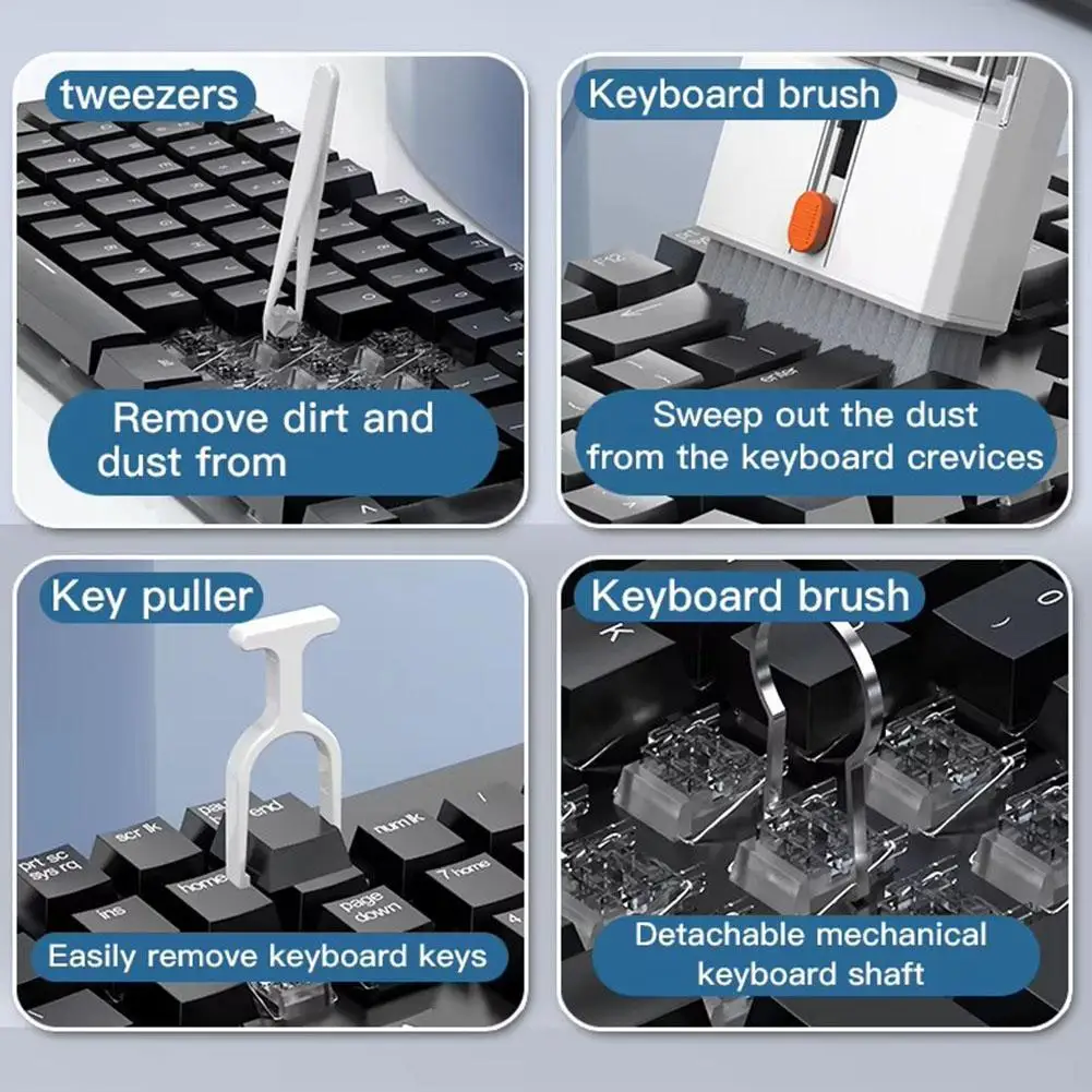 Kit de limpieza 22 en 1, cepillo limpiador de teclado, auriculares Bluetooth, bolígrafo de limpieza, auriculares, teléfonos, herramientas de limpieza para portátiles, extractor de teclas - imagen 5