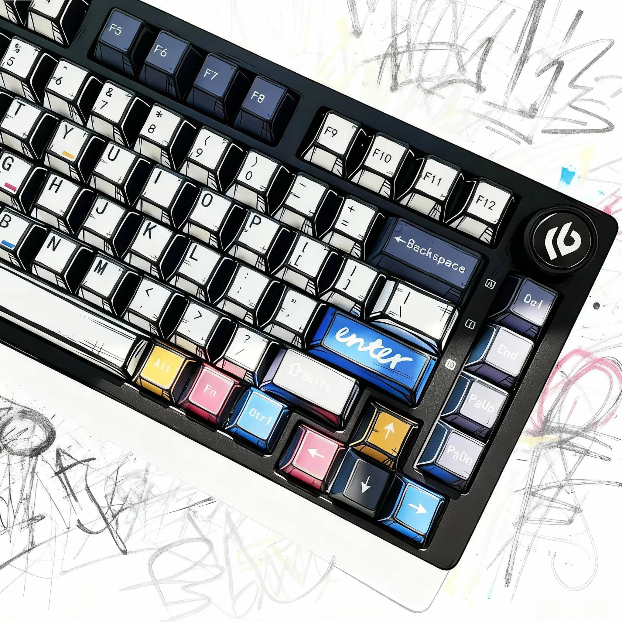Teclas de teclado personalizadas con perfil de cereza con temática de Graffiti, 130 teclas, sublimación de tinte de cinco lados, teclas PBT para teclado MX Switch - imagen 2
