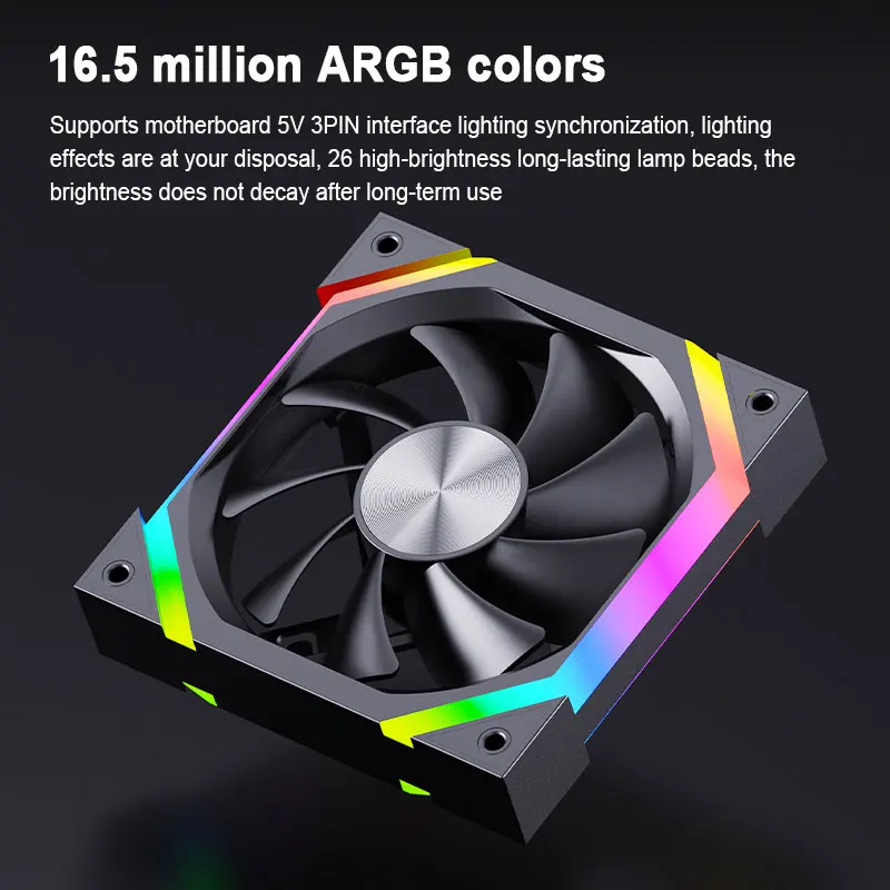 UPSIREN ZF-120 ventilador con cubierta de ordenador 12cm ARGB 4Pin PWM ventilador de refrigeración silencioso 12V gran volumen de aire 45CFM/600-1500RPM utiliza 26 cuentas de lámpara - imagen 3