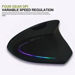 Ratón vertical inalámbrico gamer ergonómico recargable doble rueda
