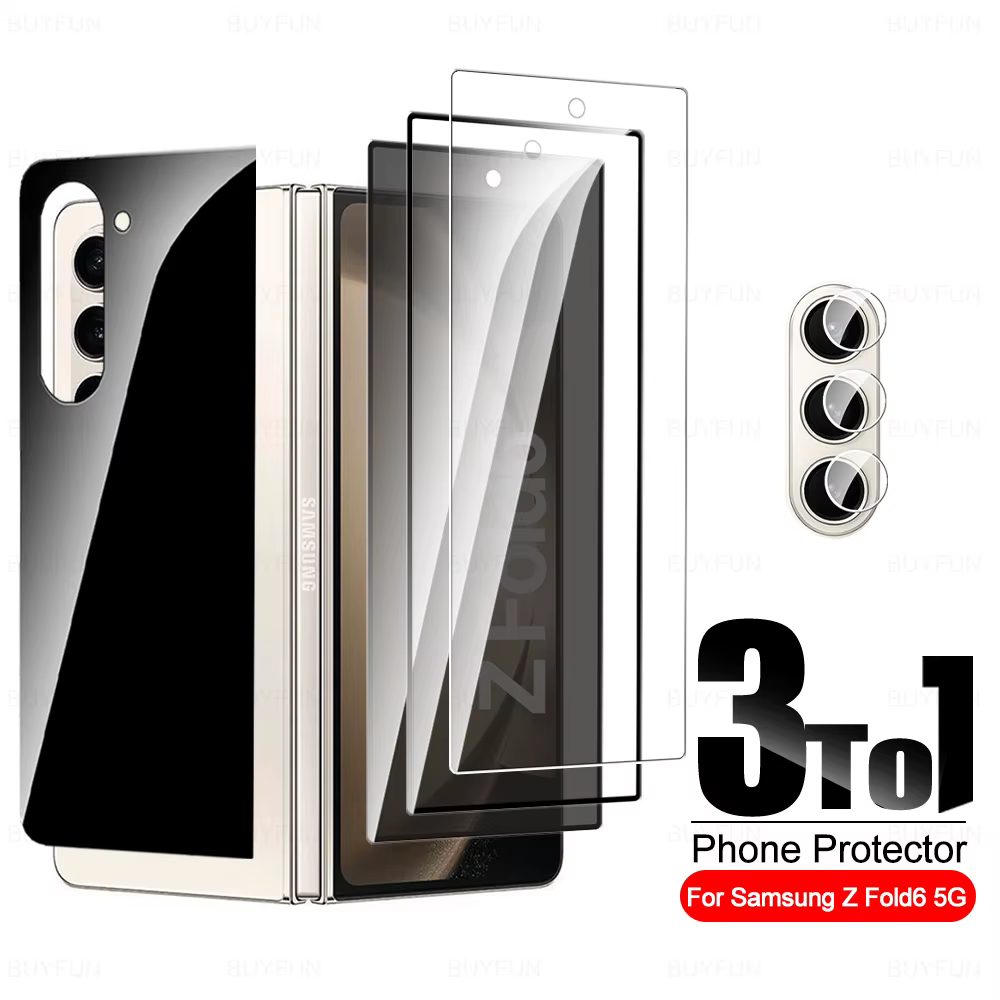 Protector de pantalla de vidrio templado 3 en 1 para Samsung Galaxy Z, película protectora para cámara, ZFold6, 9H, HD, 5G