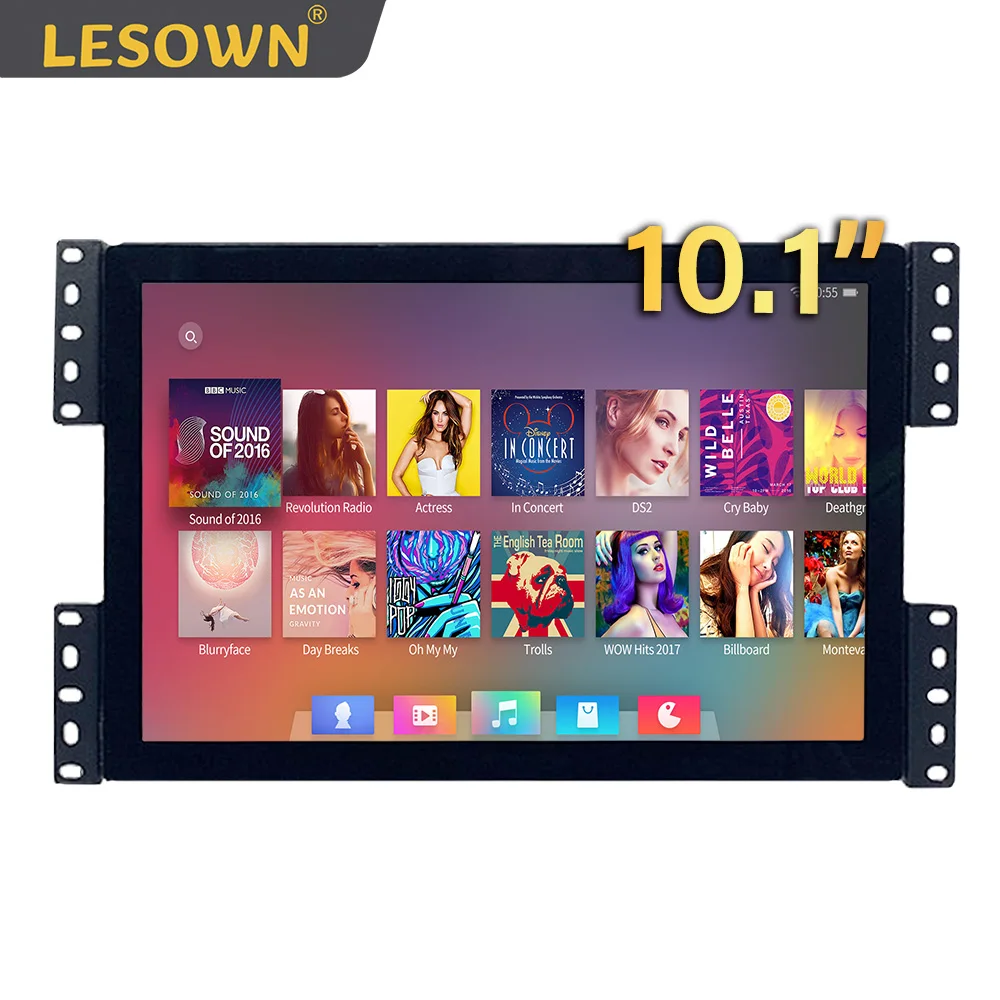 LESOWN 10,1 pulgadas 1280x800 pantalla de alto brillo 300cd/m2 / 600-1000cd/m2 Monitor integrado pantalla de montaje en Panel para PC TV CCTV