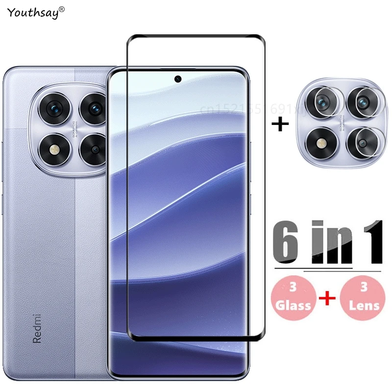Protector de pantalla para Xiaomi Redmi Note 14 Pro 5G, cristal templado 3D, película protectora para lente de cámara de teléfono, 6 en 1