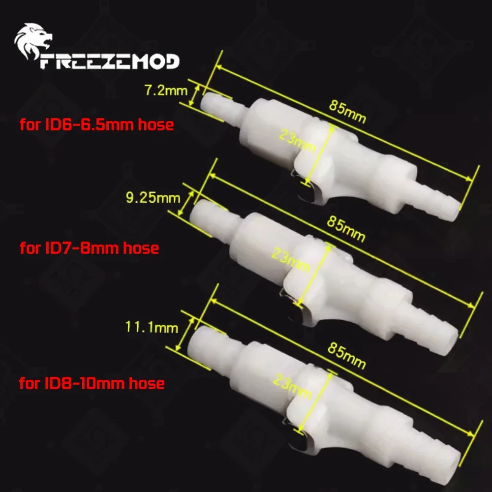 FREEZEMOD Válvula de parada de agua de enchufe rápido bidireccional Material POM OD7.2mm/9.25mm/11.1mm interfaz de doble pagoda MOD de refrigeración de PC - imagen 3