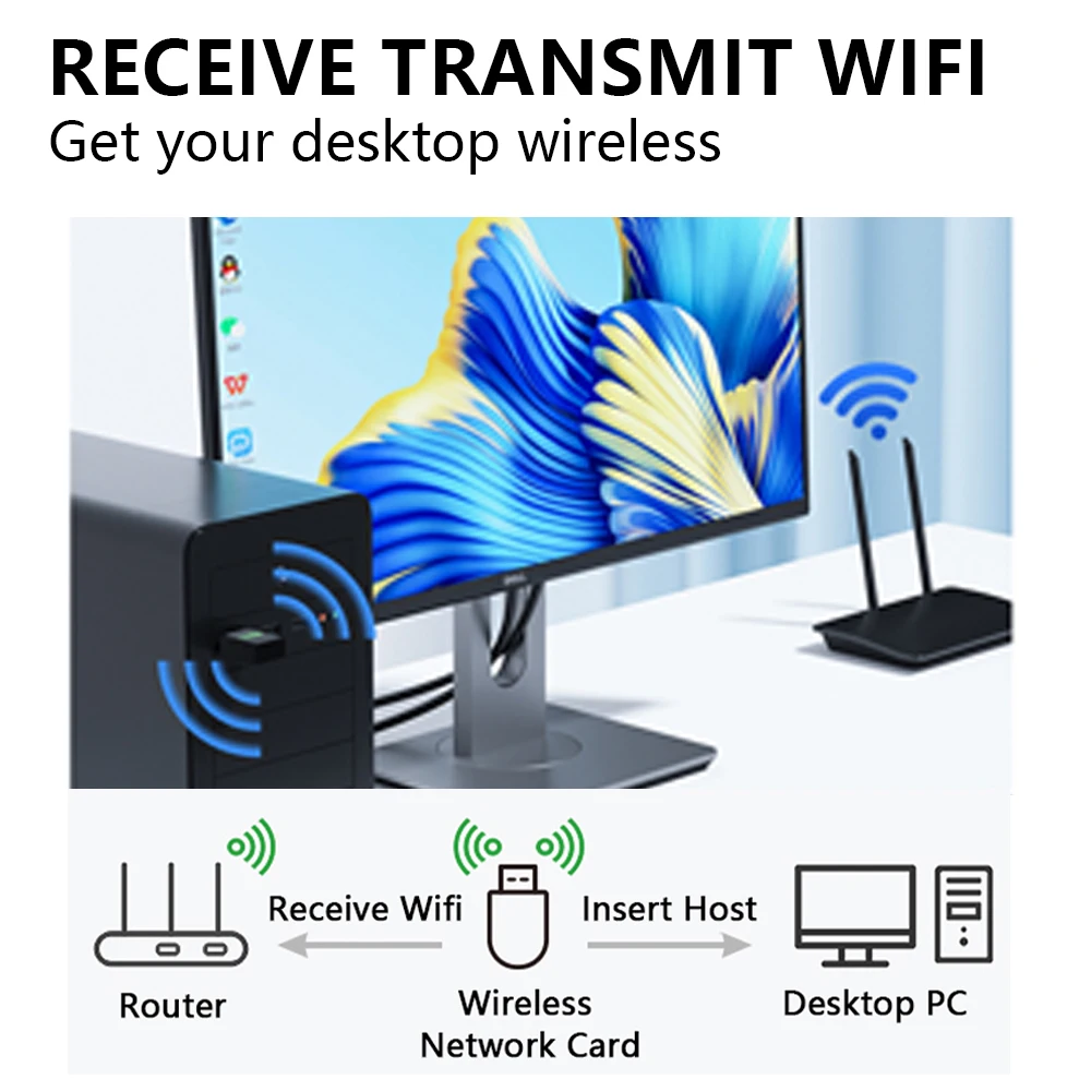 OPTFOCUS-Adaptador Wifi inalámbrico para PC, tarjeta Lan de 150Mbps, 802.11b g n, CA, USB, Win7, 8, 10, 11, Bluetooth 4,2 - imagen 5