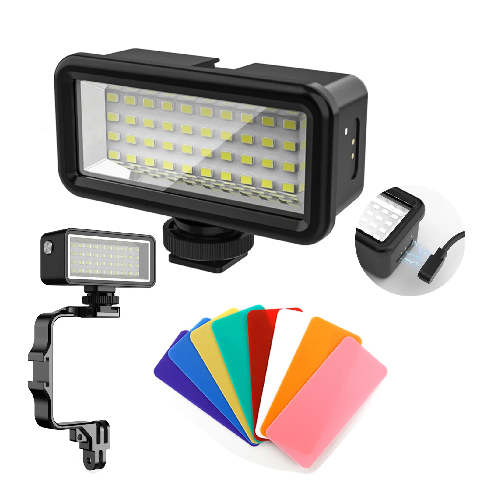 Para Gopro Hero 12 11 10 9 40M impermeable bajo el agua Led Video buceo luz de relleno lámpara Dji Action 3 accesorios de Cámara de Acción SLR