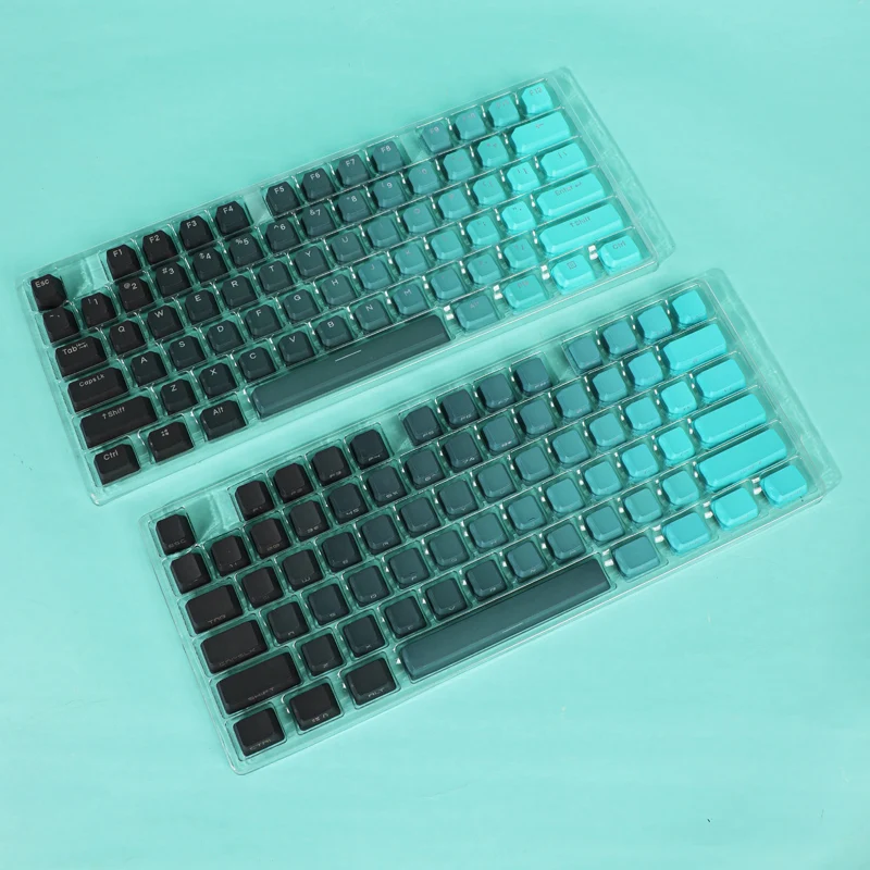 Teclas PBT para teclado mecánico OEM altura doble Shout negro cian retroiluminación de impresión lateral a través de AULA F75 GK61 Anne Pro 2 Ajazz - imagen 2