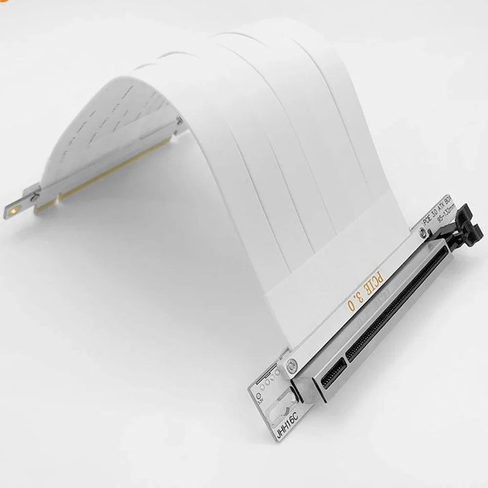 Cable elevador PCIe, cable elevador PCI-E 3.0 X16 de alta velocidad blindado premium de 108 – 123 mm, 90 °   Adaptador Blanco Para Montaje Vertical GPU - imagen 3