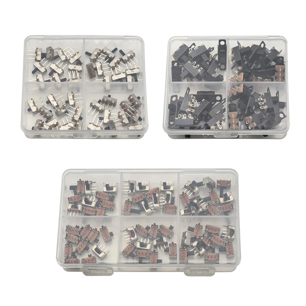 1 caja Mini interruptor deslizante 3 pines 1P2T SPDT 2 posiciones Interruptor de palanca de encendido y apagado DIP PCB longitud de la manija 2/3/4/5/6/7MM 50V 0.5A - imagen 2