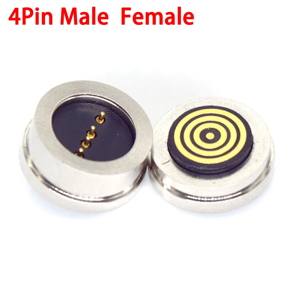 1 par 4 pines macho hembra 360 °   Conector de clavija Pogo magnético resistente al agua con succión ciega, carga de transmisión de señal CC con resorte - imagen 4