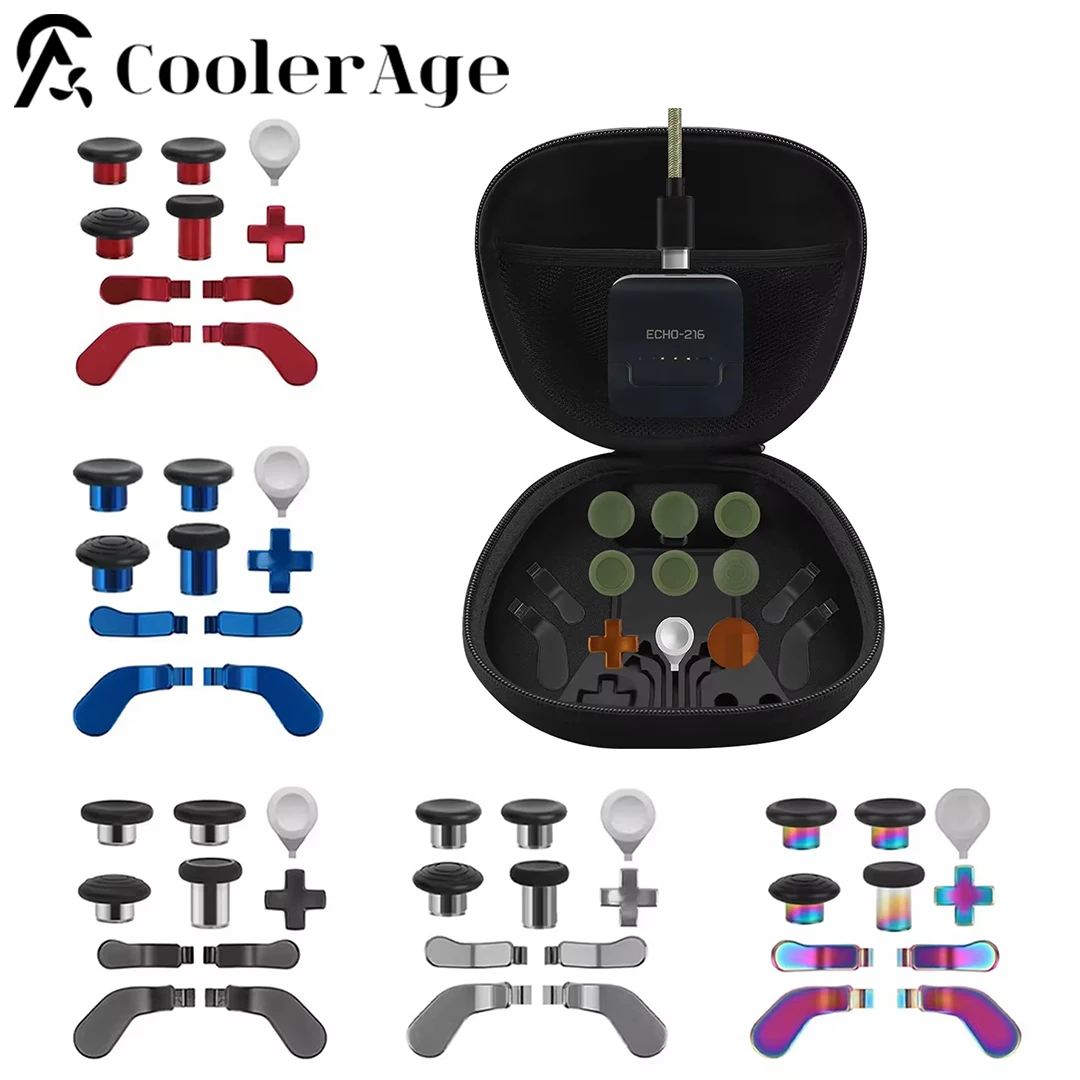 Paquete completo de componentes para Xbox Elite Controller Series 2, funda de transporte, soporte de cargador tipo C, paletas de botón de Metal