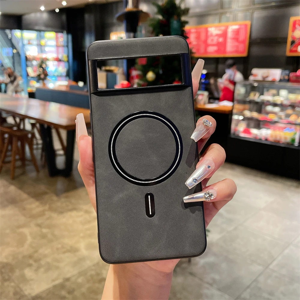 Fundas de teléfono magnéticas de piel de oveja Retro de lujo para Google Pixel 9 9pro XL 8A 8 Pro Pixel7 7A, funda de carga inalámbrica Magsafe - imagen 5