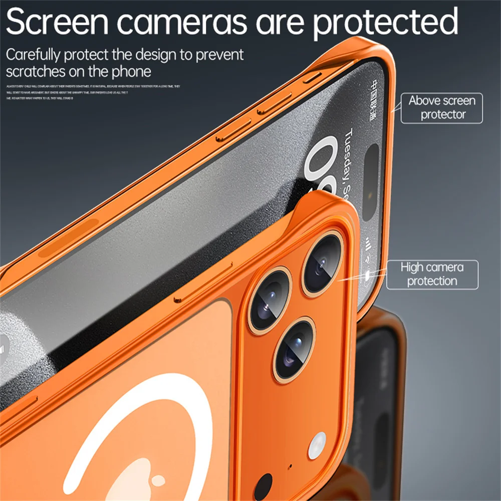 Funda de teléfono transparente sin marco magnética ultrafina para iPhone 17 Air 16 15 11 12 13 14 Pro Max para cubierta protectora Magsafe - imagen 5