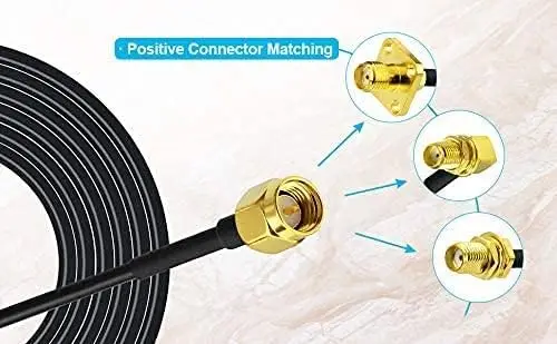 Conector macho RG316 SMA a conector hembra SMA Dual, conector de mamparo, Cable Coaxial RF de engarzado para antena de Radio de 4 pulgadas ~ 6 pies - imagen 4