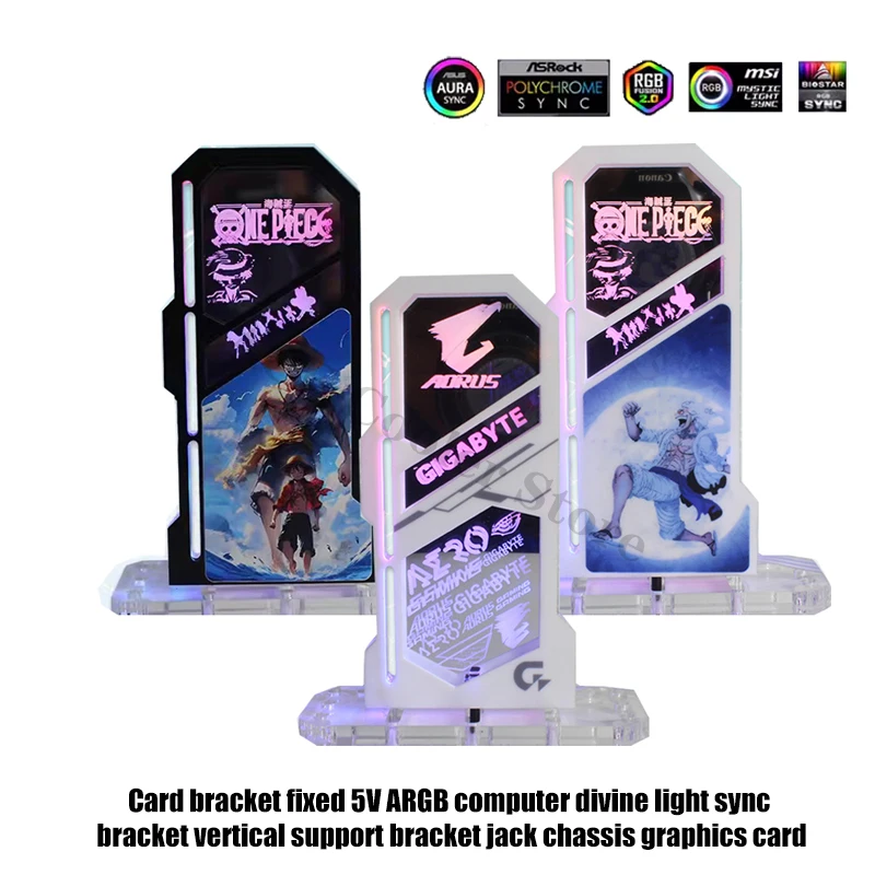 Soporte para tarjeta gráfica RGB, protector GPU, equipo anticaída, opción de logotipos de creencia de marca con diseño de espejo ARGB Vertical de 5V, - imagen 3