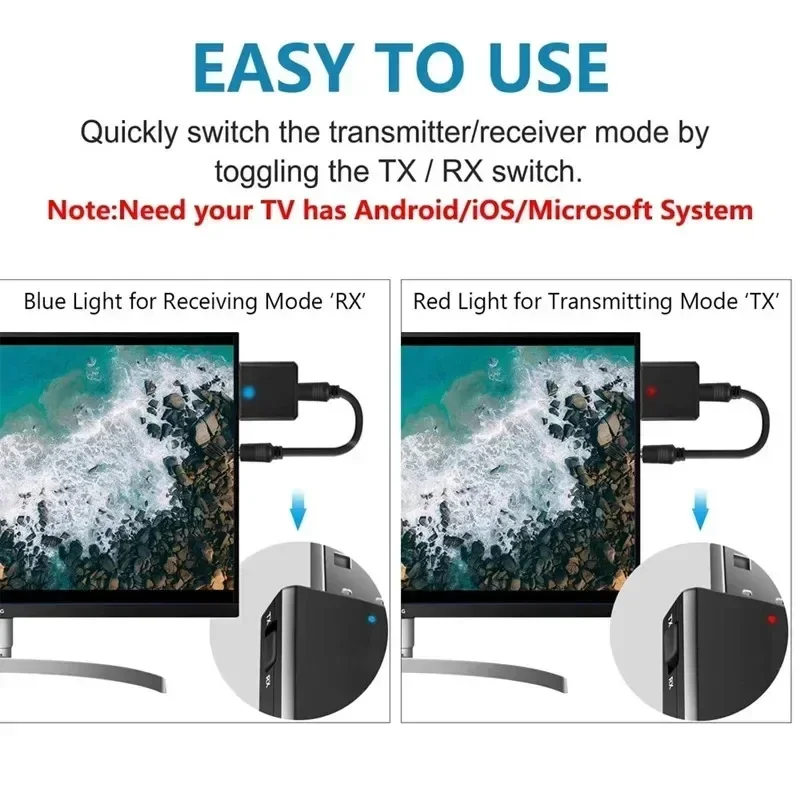 Receptor y transmisor USB Bluetooth 5,0, adaptador EDR 3 en 1, Dongle 3,5mm AUX para TV, PC, auriculares, estéreo para el hogar, Audio HIFI para coche - imagen 4