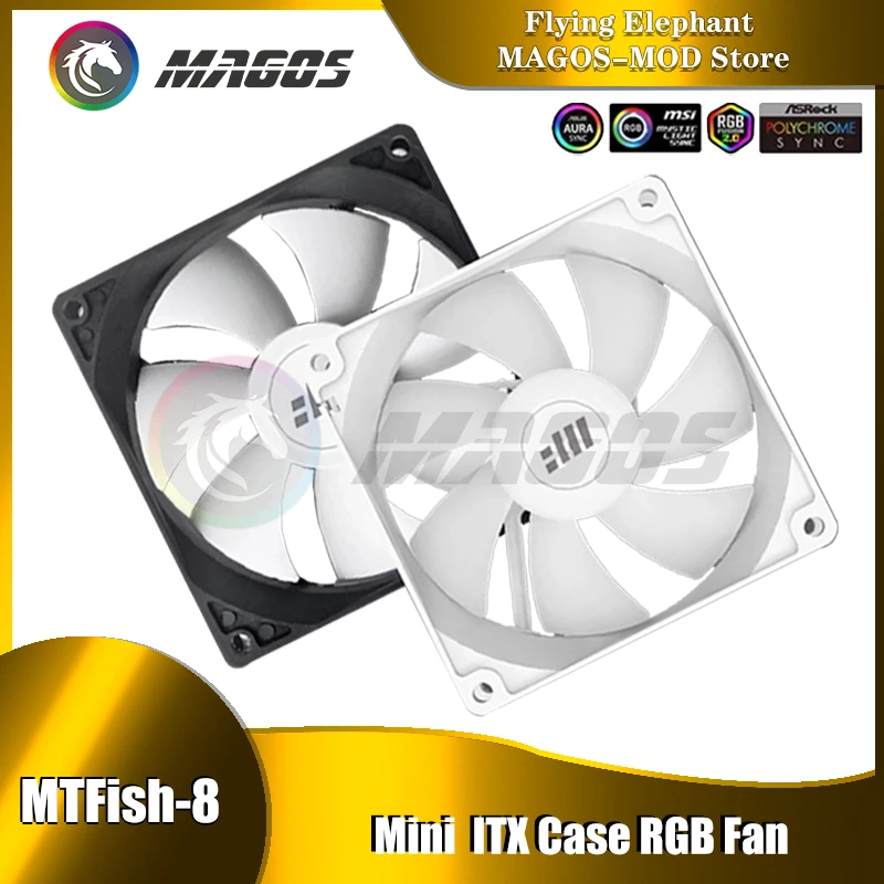 Mini ITX Case ARGB Fan 8 \ 9CM Match Agua \ Ventilador de radiador de refrigeración por aire 8025 \ 9025 Placa base más fresca 5V SYNC + 4 pines PWM - imagen 3