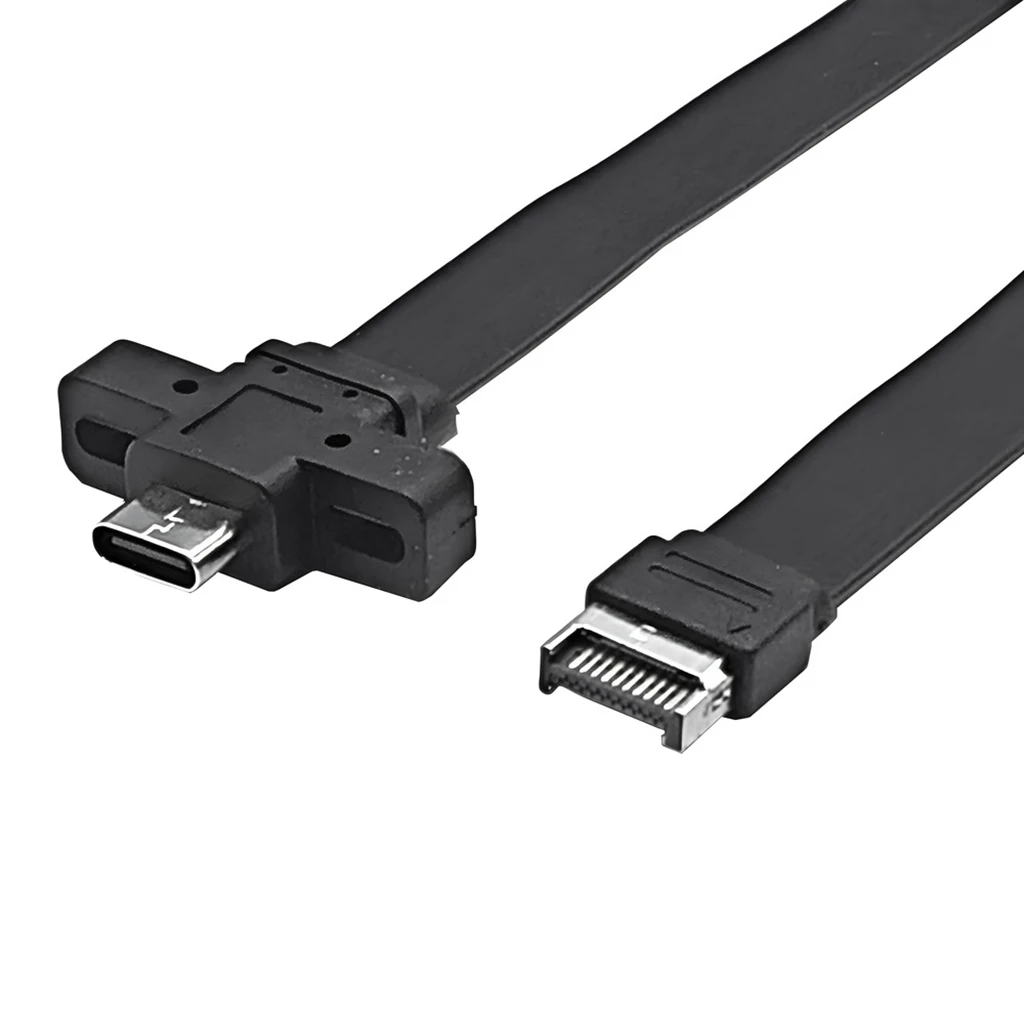 Cable de panel frontal USB 3,2, Cable de extensión de conector tipo E a tipo C, Cable adaptador GEN2 * 2 de 20Gbps con tornillo de 30cm/50cm - imagen 4