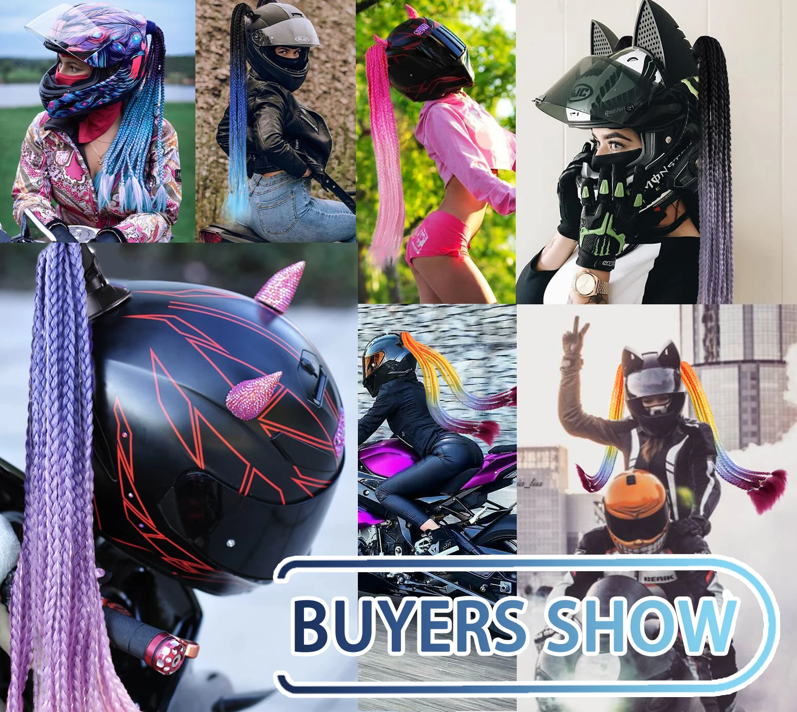 Coletas trenzadas para casco de 24 pulgadas, cola de caballo para mujer, casco de motocicleta, cola de caballo trenzada, coletas de moto, trenzas, cola de caballo con ventosa - imagen 4