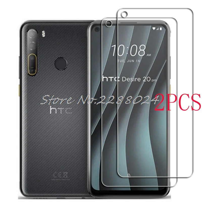 Protector de pantalla de vidrio templado para HTC Desire 20 Pro 20PRO, Protector de pantalla de 6,5 ", 2 unidades
