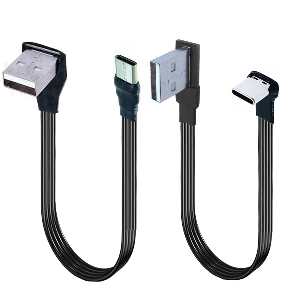 USB-C Tipo C Makitanlichen UP Down Abgewinkelt 90 Grado zu USB 2,0 Makitanlichen Kabel USB Typ-c Flache kabel 0,1 m/0,2 m/0,5 m/