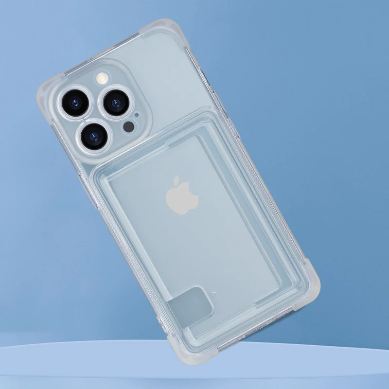 Funda blanda transparente con tarjeta de inserción anticaída para iPhone 16 15 14 Plus 13 12 11 Pro Max, funda protectora lisa a prueba de golpes - imagen 3