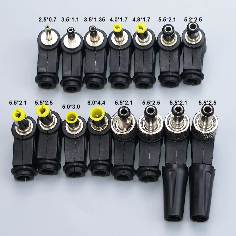 Adaptador de enchufe macho de alimentación CC, conector de soldadura de 90 grados 2,5x0,7 3,5x1,35 4,0x1,7 4,8x1,7 5,0x3,0 6,0x4,4 5,5x2,1 5,5x2,5mm - imagen 3