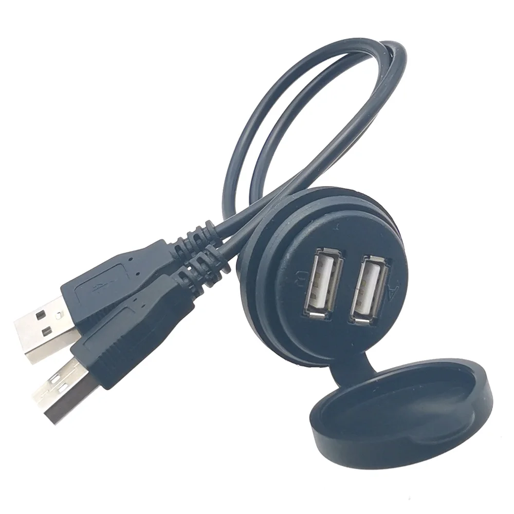 Adaptador de Cable de extensión de Panel USB doble de montaje empotrado, toma de corriente de carga, enchufe USB 2,0 de doble puerto con conector de Cable, 1 ud.
