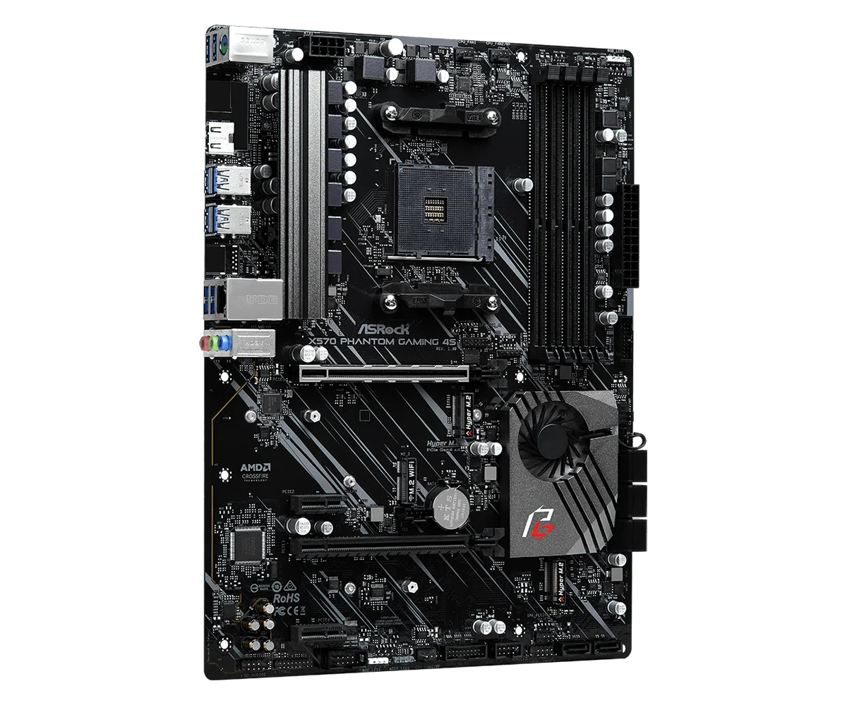 Placa base X570 ASROCK X570 Phantom Gaming 4S Socket AM4 4 × DDR4 128GB PCI-E 4,0 SATA III HDMI ATX para cpu Ryzen 5000 G-Series - imagen 3