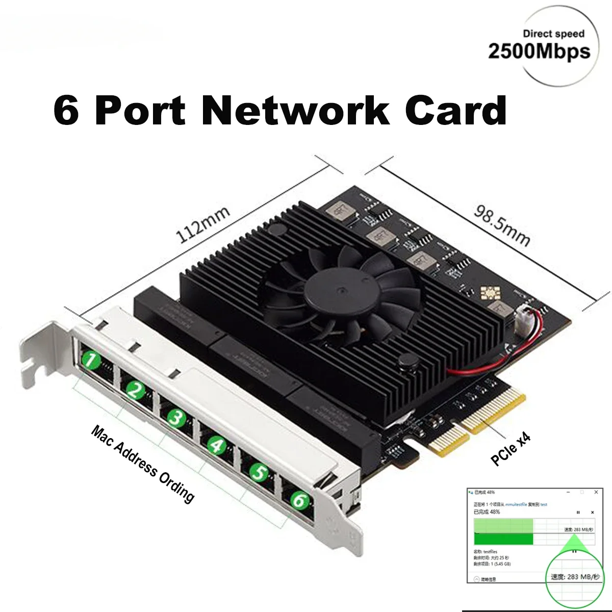 Tarjeta de red PCIe 2,5 Gigabit de 6 puertos RJ45 2500Mbps NIC Realtek 8125b Chip para cámara Industrial de visión 2,5G captura Nas