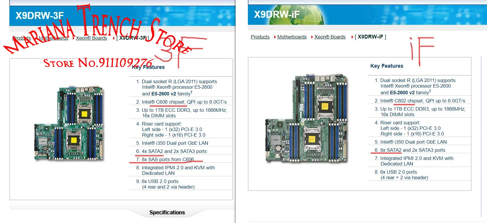 X9DRW-3F para placa base Supermicro LGA2011 Xeon E5-2600 V1/V2 familia DDR3 8x puertos SAS de C606 - imagen 4