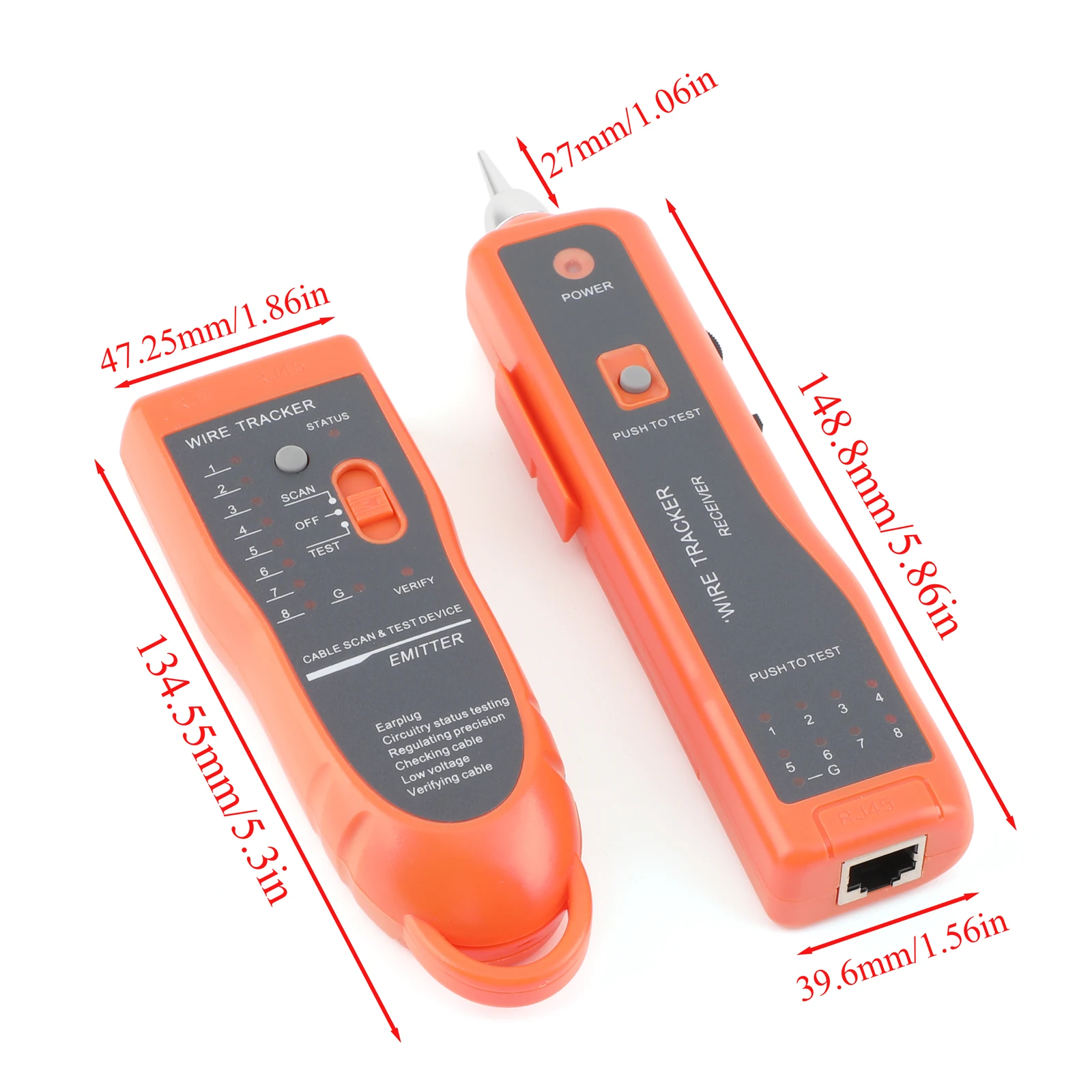 Probador de Cable de red LAN, buscador de línea, trazador de línea telefónica, Kit de herramientas de distancia de tono de diagnóstico para Cat5 Cat6 STP UTP RJ45 RJ11 - imagen 2